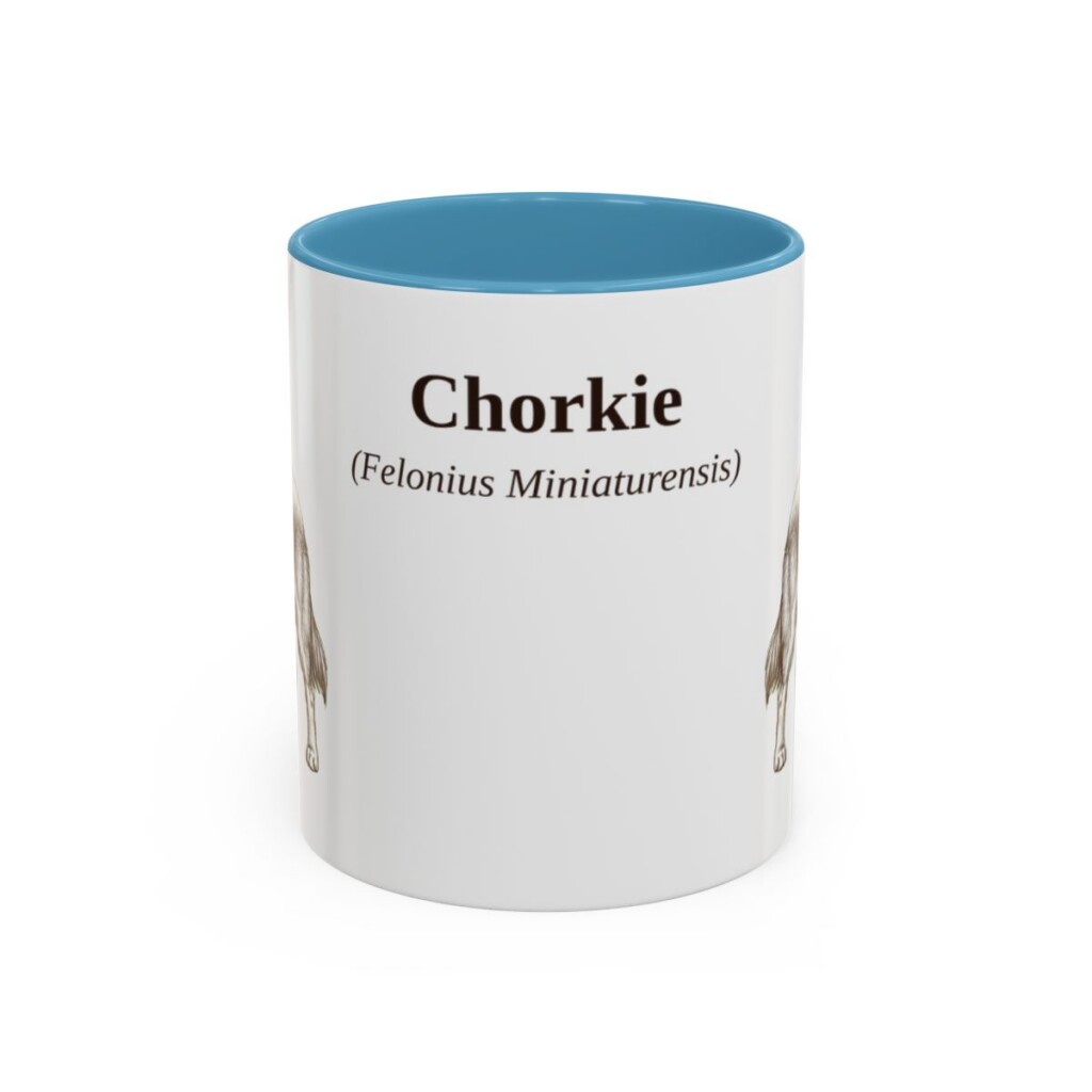 11oz Chorkie Latin Mug, Light Blue, front view