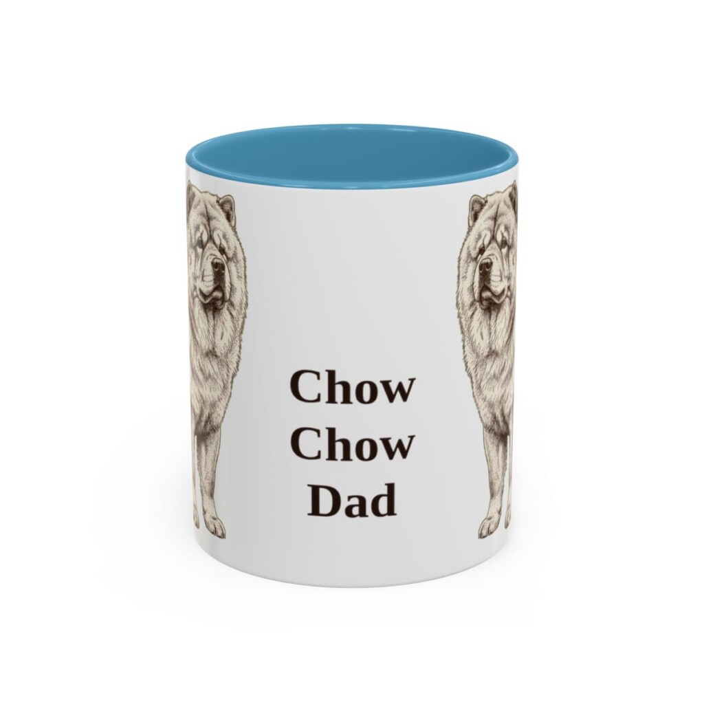 11oz Chow Chow Dog Dad Mug, Light Blue, front view