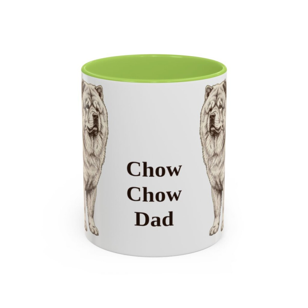 11oz Chow Chow Dog Dad Mug, Light Green, front view