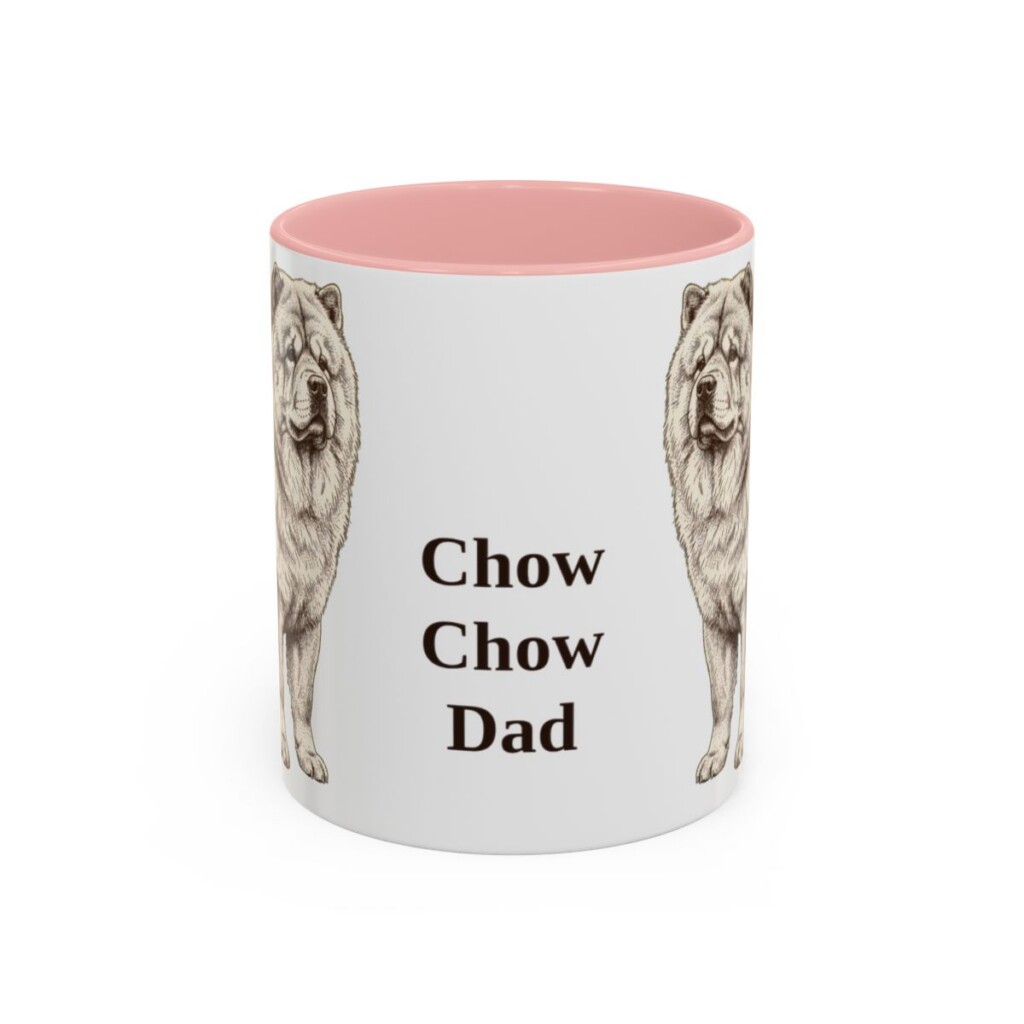 11oz Chow Chow Dog Dad Mug, Pink, front view