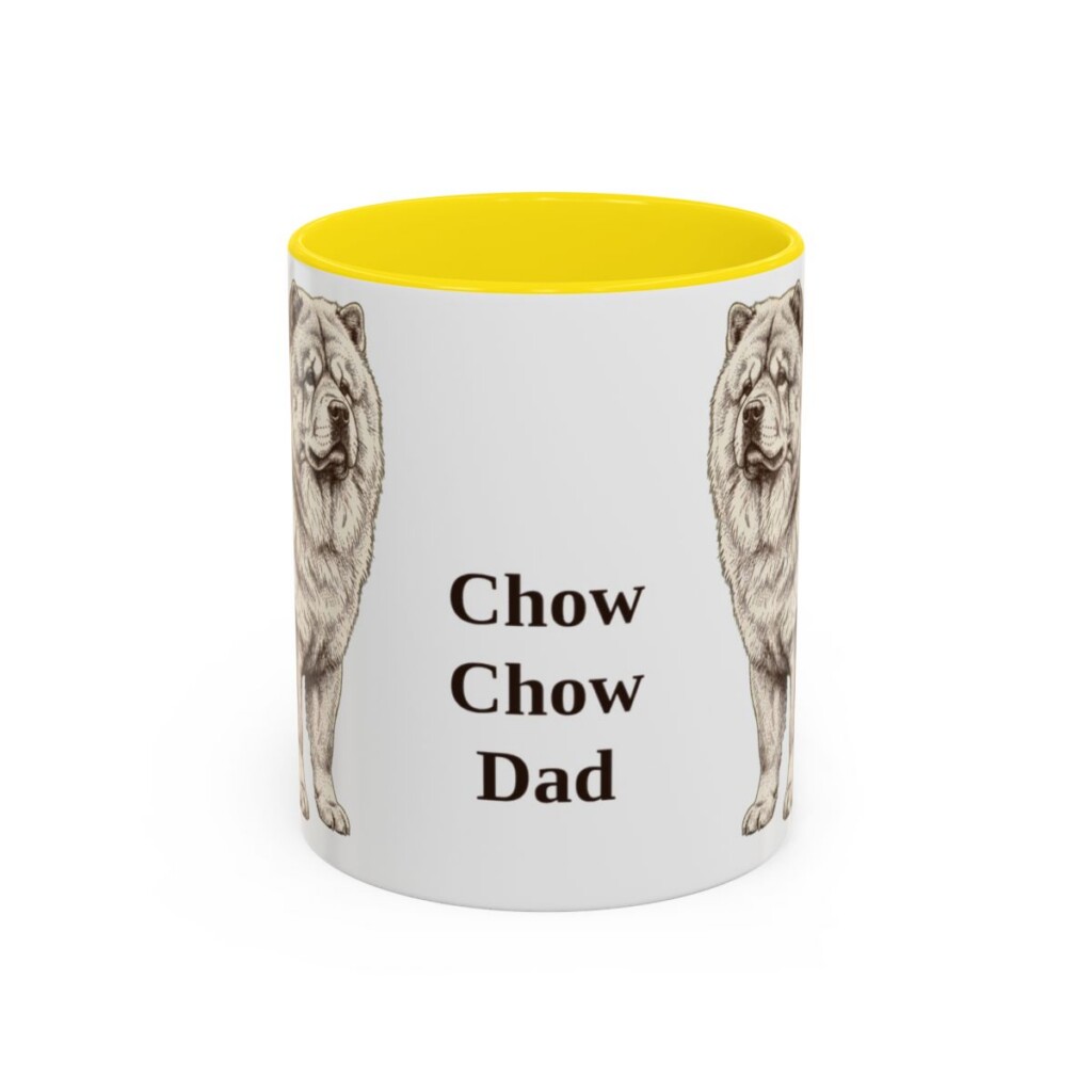 11oz Chow Chow Dog Dad Mug, Yellow, front view
