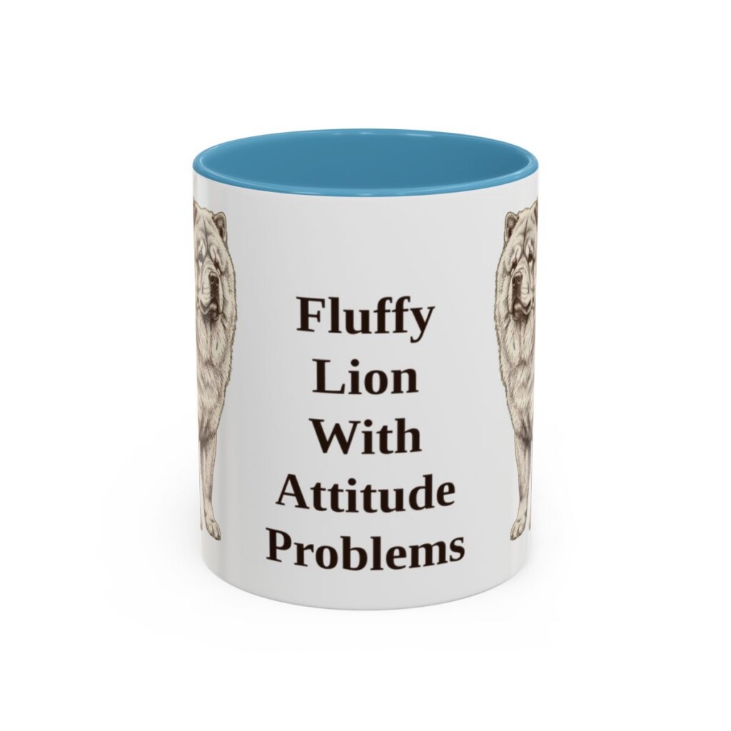 11oz Funny Chow Chow Mug, Light Blue, front view