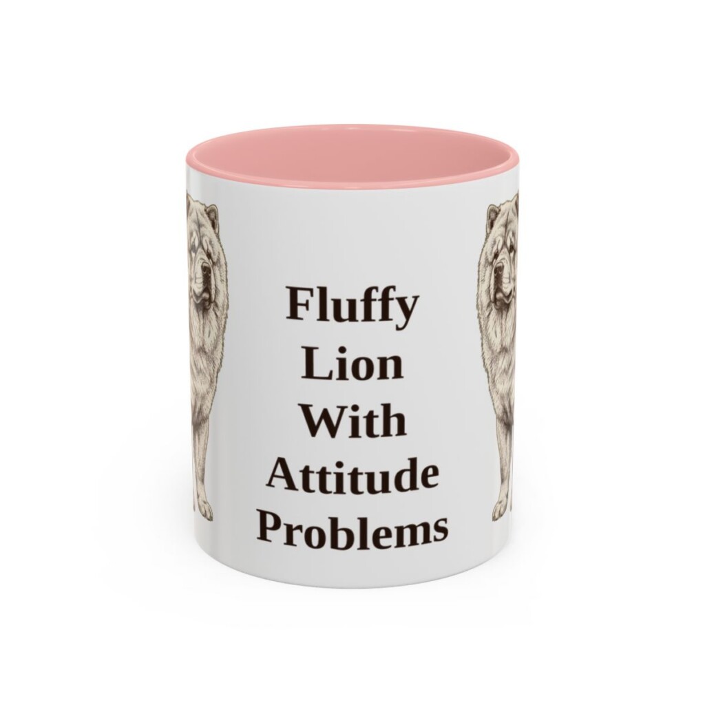 11oz Funny Chow Chow Mug, Pink, front view