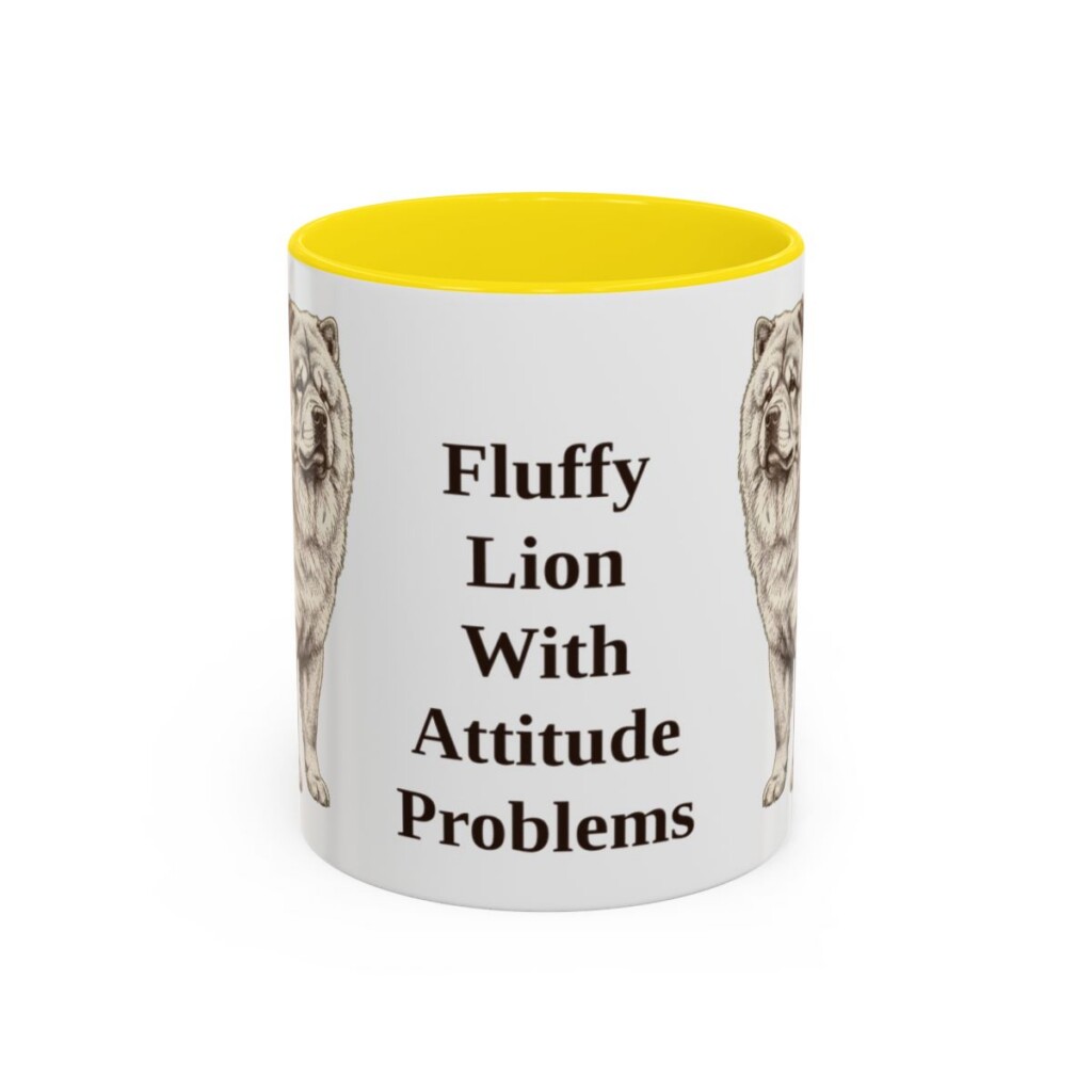 11oz Funny Chow Chow Mug, Yellow, front view
