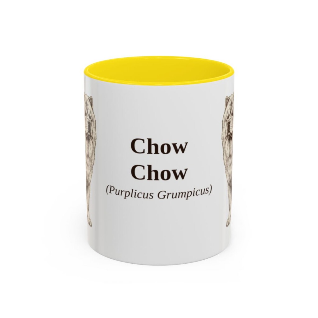 11oz Chow Chow Latin Mug, Yellow, front view