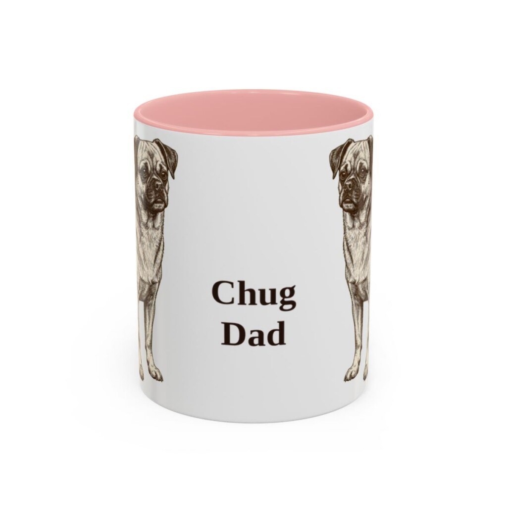 11oz-chug-mug-dad-pink 11oz Chug Dog Dad Mug, Pink, front view