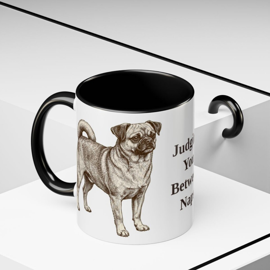 11oz Funny Chug Mug, Black, lifestyle photo