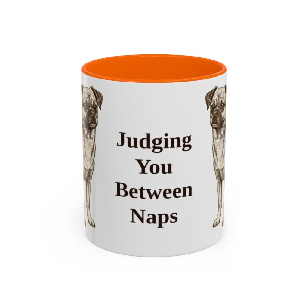 11oz Funny Chug Mug, Orange, front view