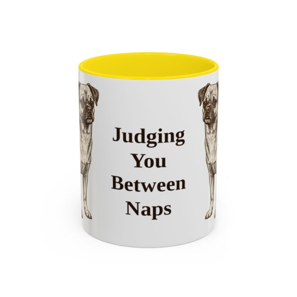 11oz Funny Chug Mug, Yellow, front view