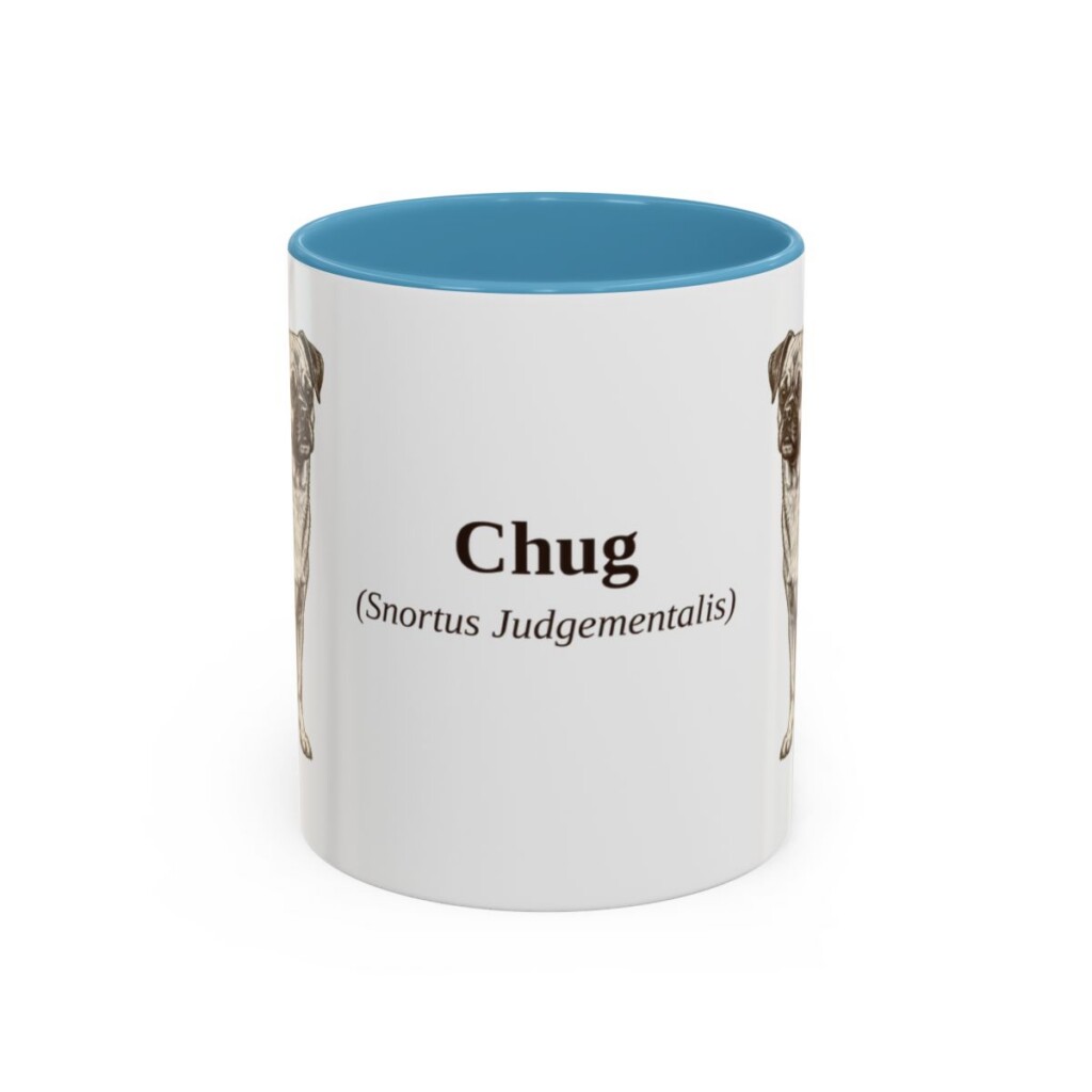 11oz Chug Latin Mug, Light Blue, front view