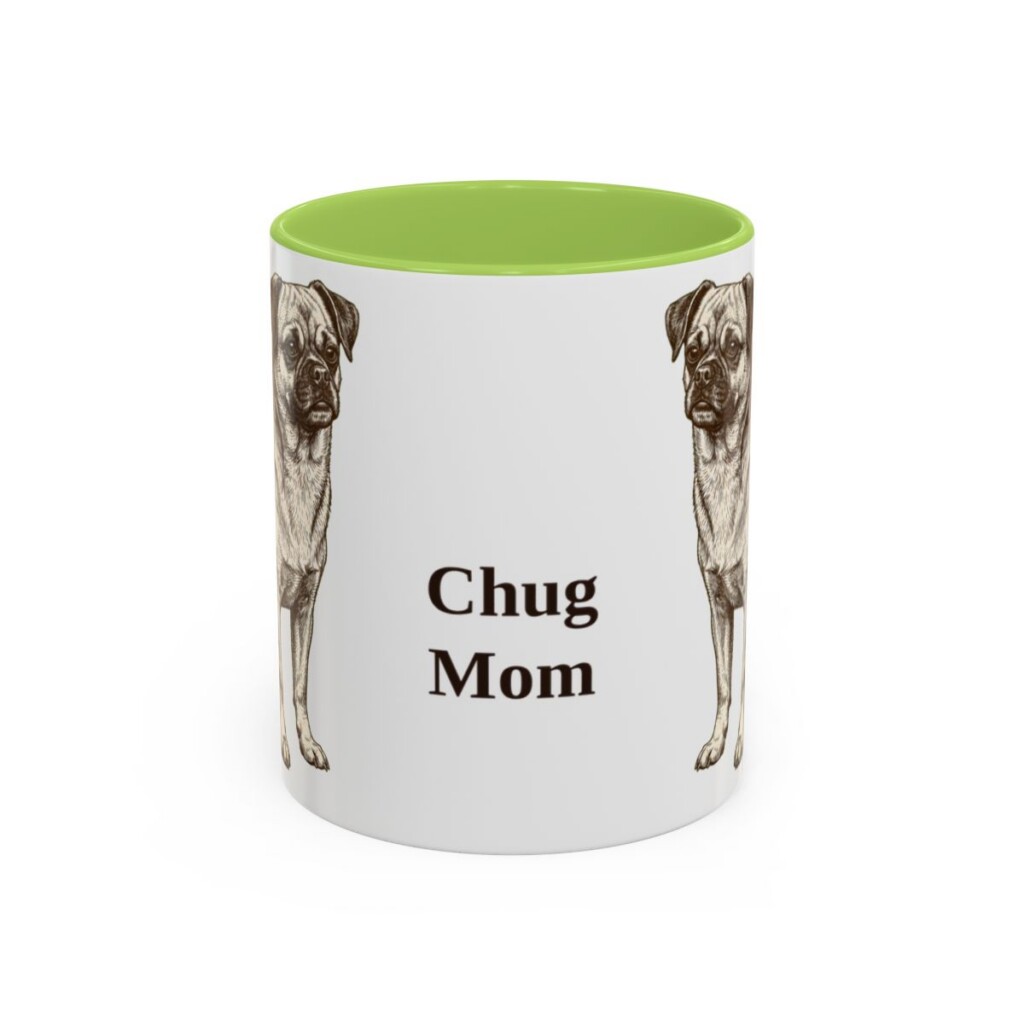 11oz Chug Dog Mom Mug, Light Green, front view
