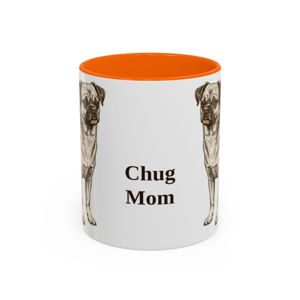 11oz Chug Dog Mom Mug, Orange, front view
