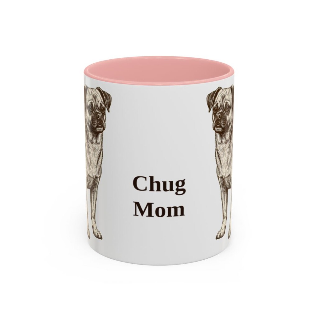 11oz Chug Dog Mom Mug, Pink, front view