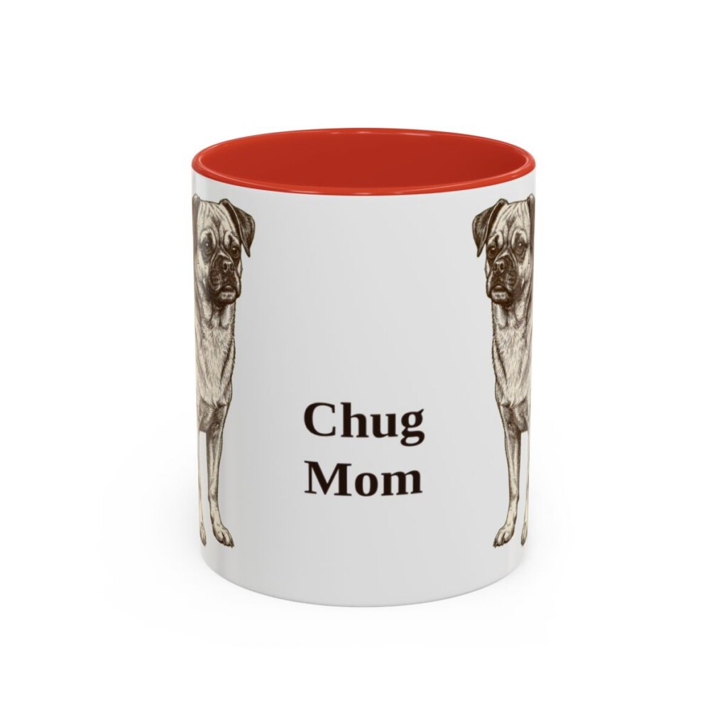 11oz Chug Dog Mom Mug, Red, front view