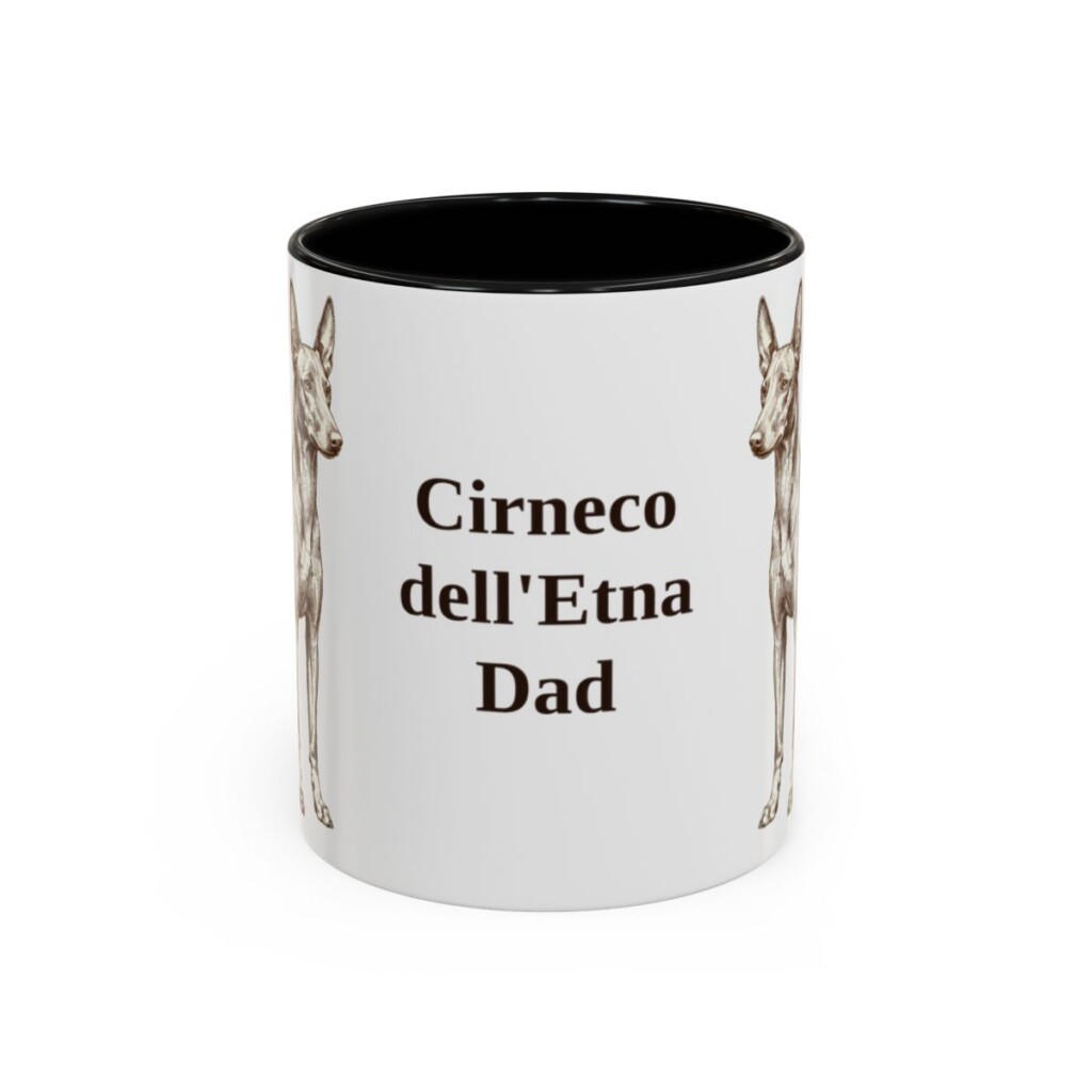 11oz Cirneco dell'Etna Dog Dad Mug, Black, front view