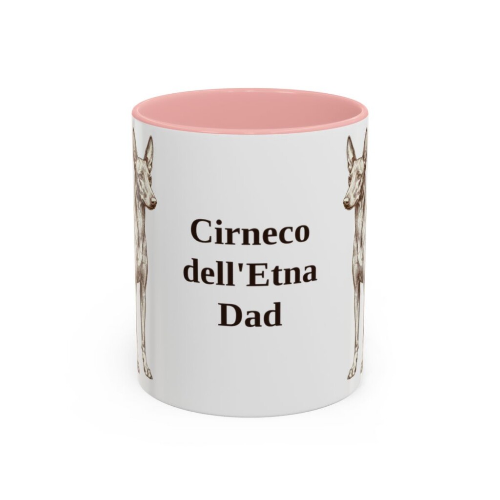 11oz Cirneco dell'Etna Dog Dad Mug, Pink, front view