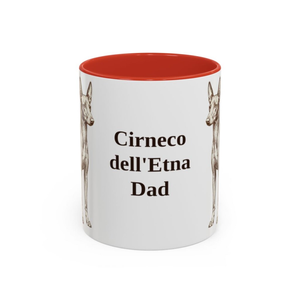 11oz Cirneco dell'Etna Dog Dad Mug, Red, front view
