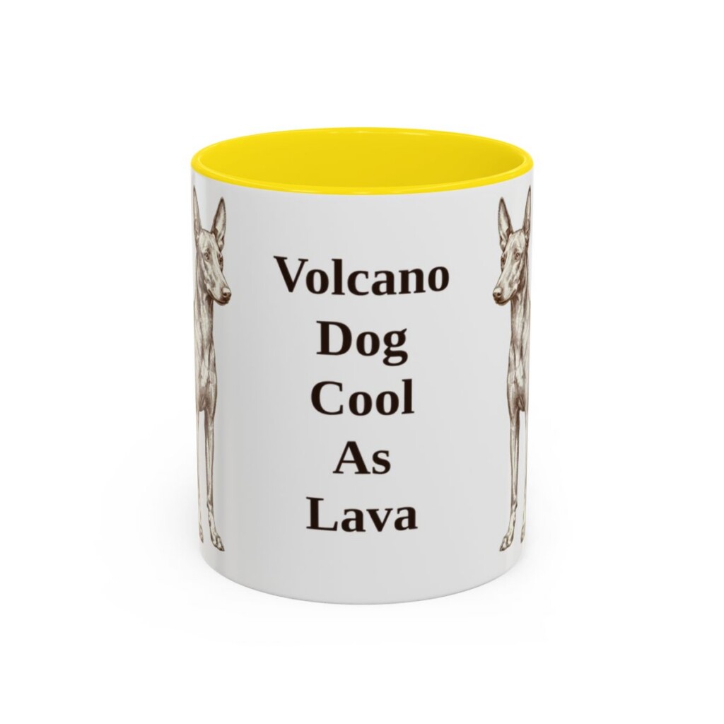 11oz-cirneco-delletna-mug-humor-yellow 11oz Funny Cirneco dell'Etna Mug, Yellow, front view
