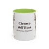 11oz Cirneco dell'Etna Latin Mug, Light Green, front view