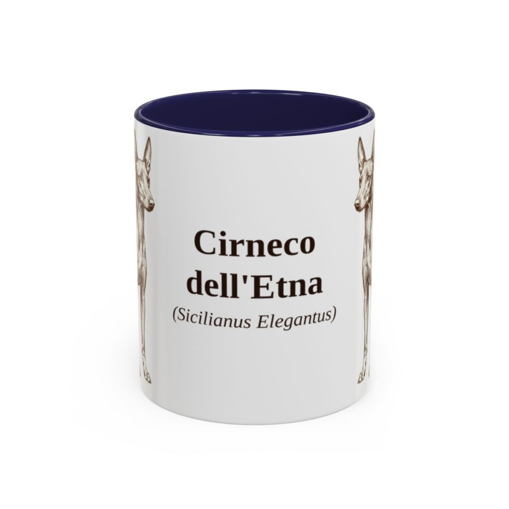 11oz Cirneco dell'Etna Latin Mug, Navy, front view