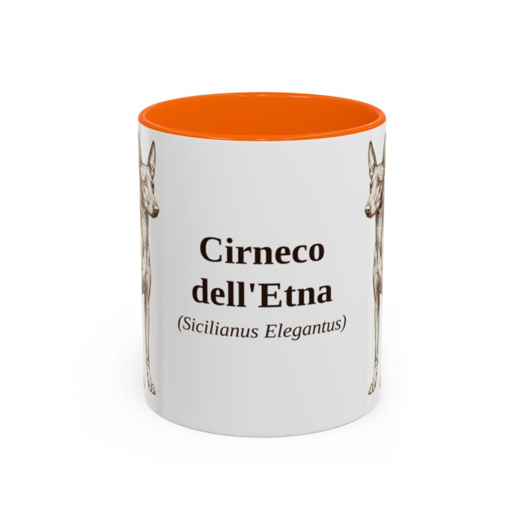 11oz Cirneco dell'Etna Latin Mug, Orange, front view