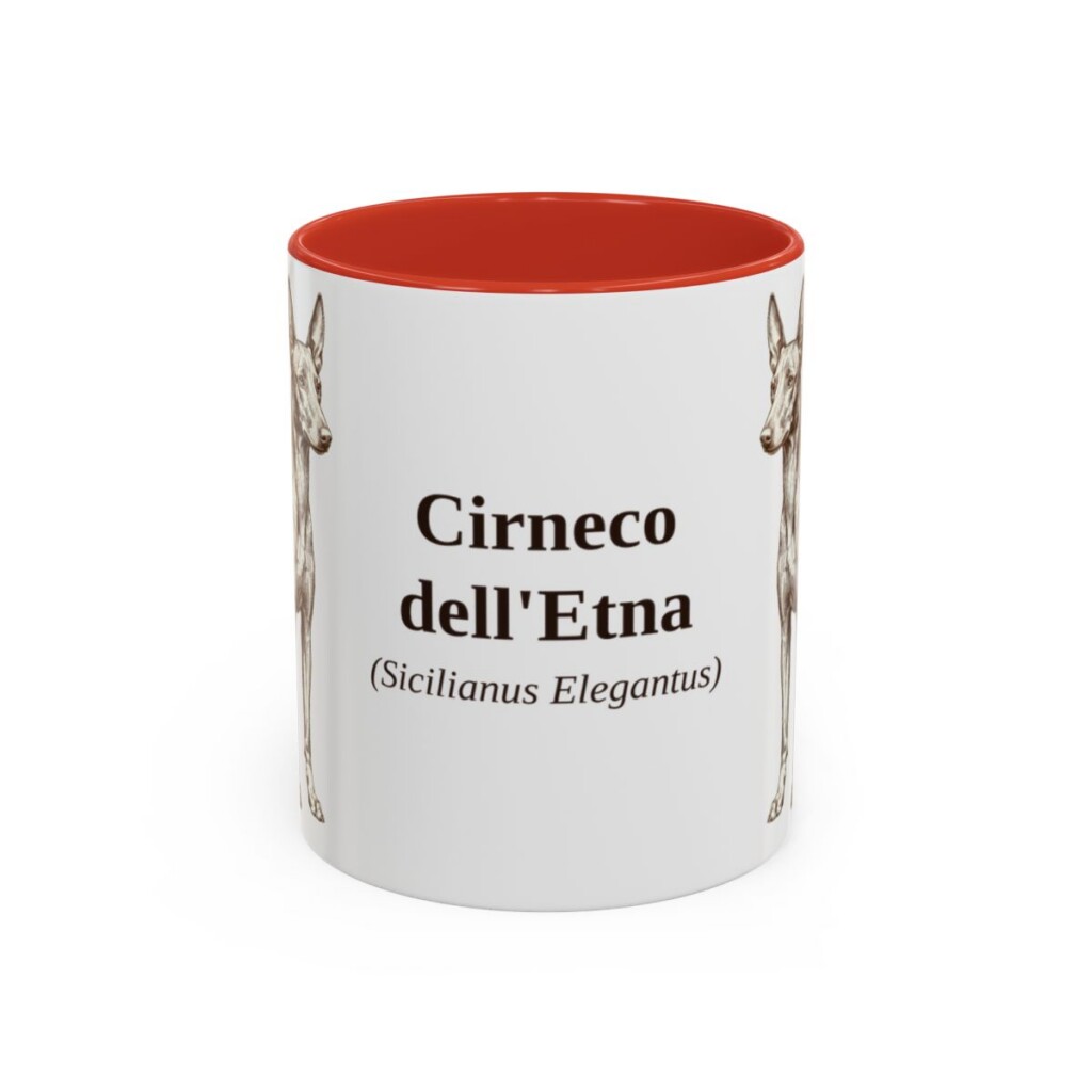 11oz Cirneco dell'Etna Latin Mug, Red, front view