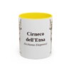 11oz Cirneco dell'Etna Latin Mug, Yellow, front view