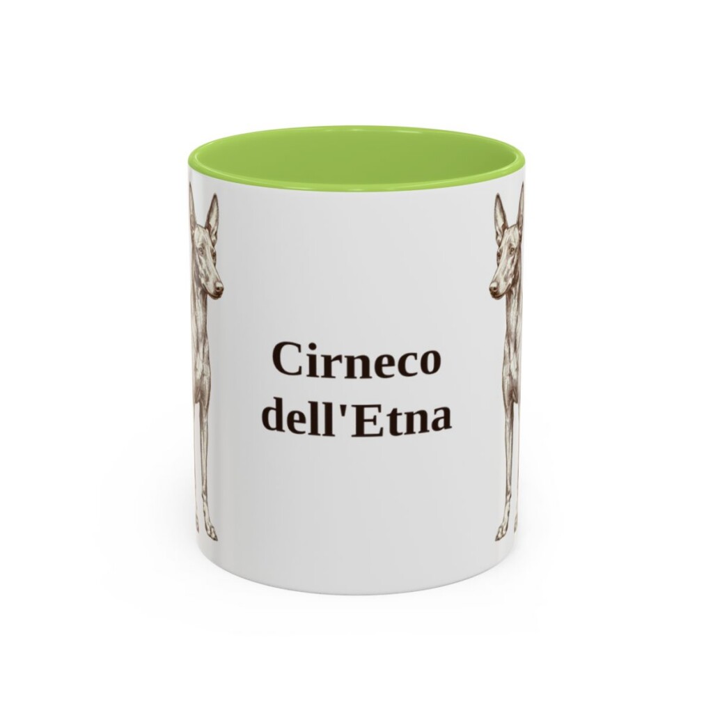 11oz-cirneco-delletna-mug-light-green 11oz Cirneco dell'Etna Mug, Light Green, front view