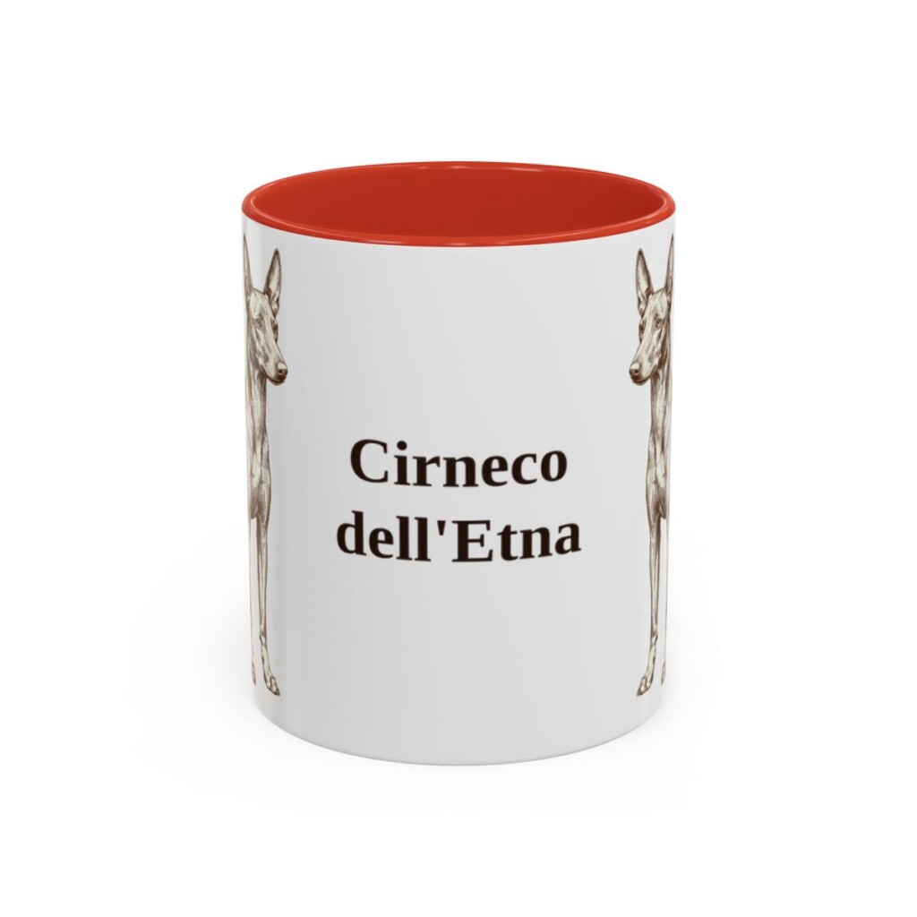 11oz-cirneco-delletna-mug-red 11oz Cirneco dell'Etna Mug, Red, front view