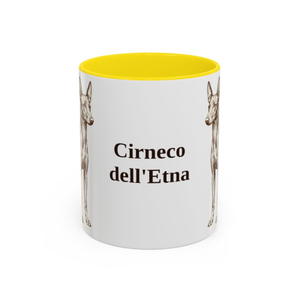 11oz-cirneco-delletna-mug-yellow 11oz Cirneco dell'Etna Mug, Yellow, front view