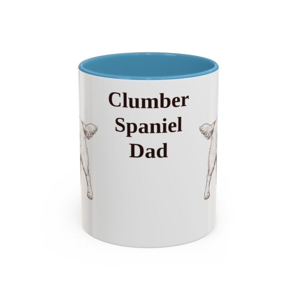 11oz Clumber Spaniel Dog Dad Mug, Light Blue, front view