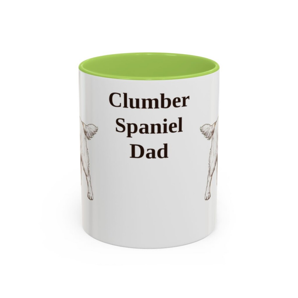 11oz Clumber Spaniel Dog Dad Mug, Light Green, front view