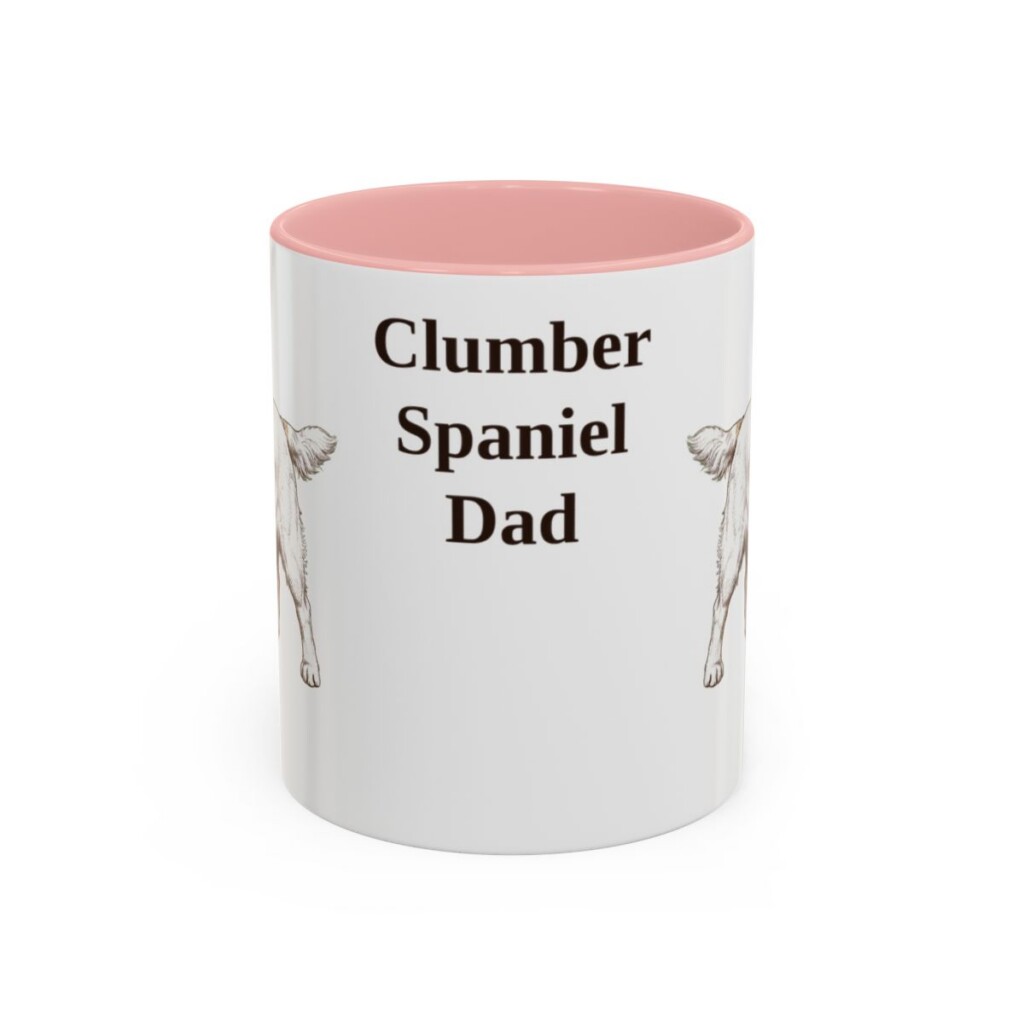 11oz Clumber Spaniel Dog Dad Mug, Pink, front view