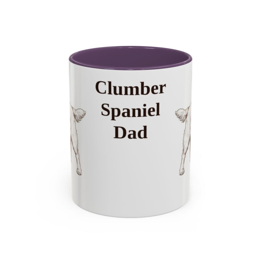 11oz Clumber Spaniel Dog Dad Mug, Purple, front view