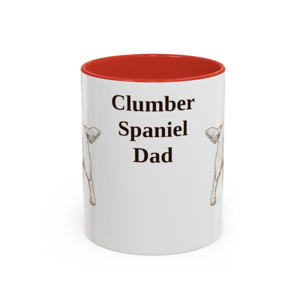 11oz Clumber Spaniel Dog Dad Mug, Red, front view