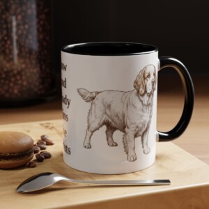 11oz Funny Clumber Spaniel Mug, Black, lifestyle photo