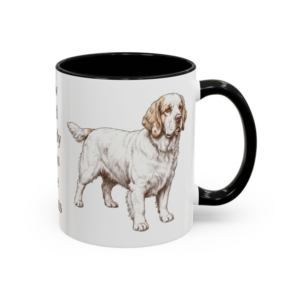 11oz-clumber-spaniel-mug-humor-black-right 11oz Funny Clumber Spaniel Mug, Black, right side view