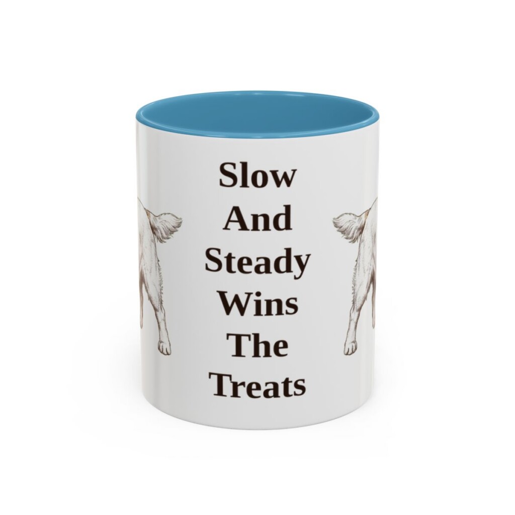 11oz-clumber-spaniel-mug-humor-light-blue 11oz Funny Clumber Spaniel Mug, Light Blue, front view