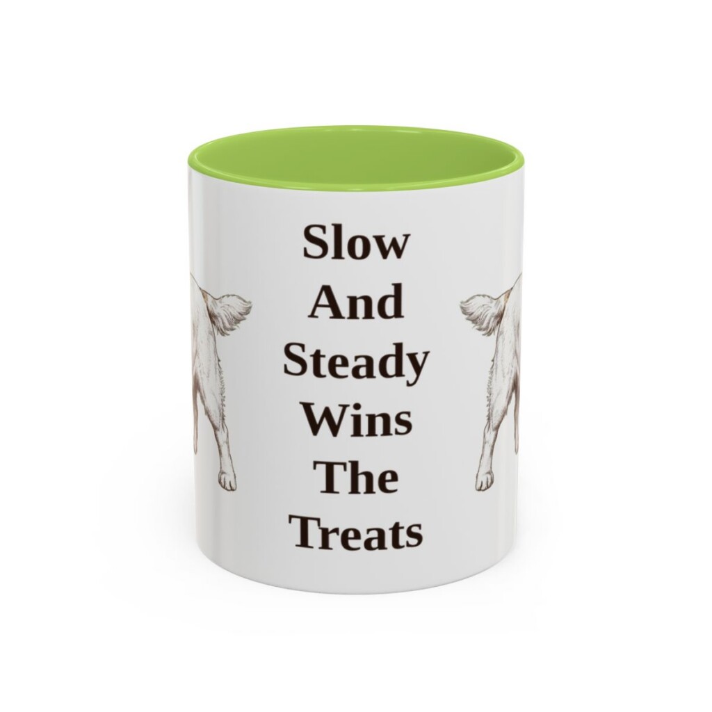 11oz-clumber-spaniel-mug-humor-light-green 11oz Funny Clumber Spaniel Mug, Light Green, front view