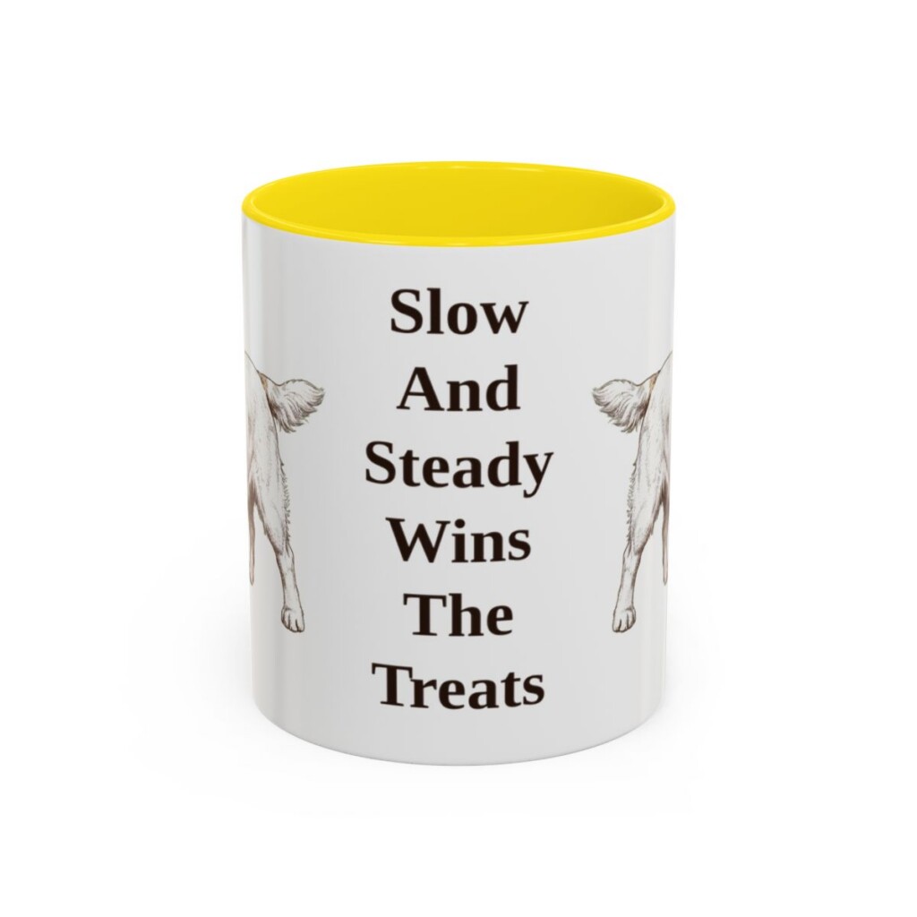 11oz-clumber-spaniel-mug-humor-yellow 11oz Funny Clumber Spaniel Mug, Yellow, front view