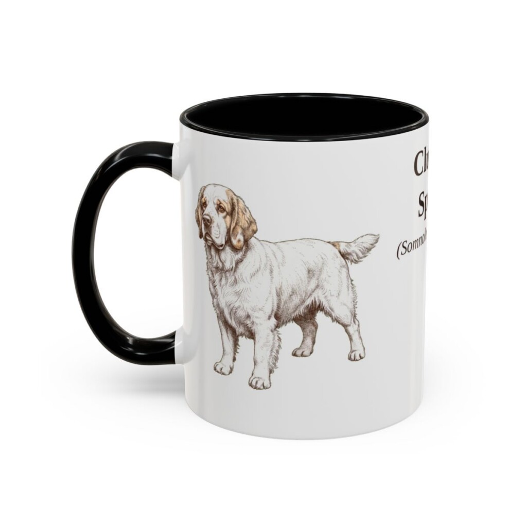 11oz Clumber Spaniel Latin Mug, Black, left side view