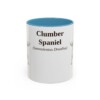 11oz Clumber Spaniel Latin Mug, Light Blue, front view