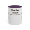 11oz Clumber Spaniel Latin Mug, Purple, front view