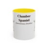 11oz Clumber Spaniel Latin Mug, Yellow, front view