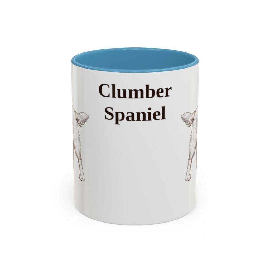 11oz Clumber Spaniel Mug, Light Blue, front view