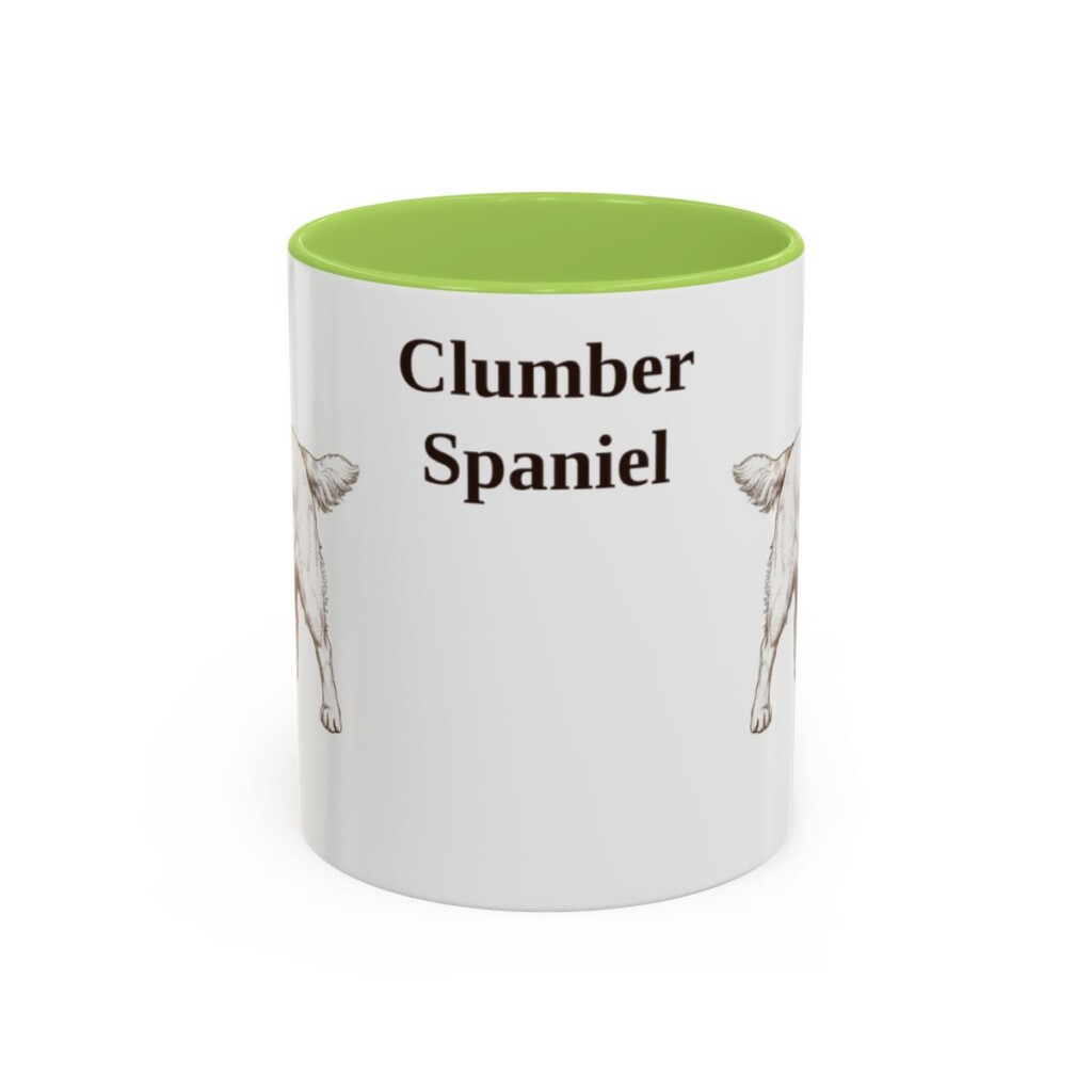 11oz Clumber Spaniel Mug, Light Green, front view