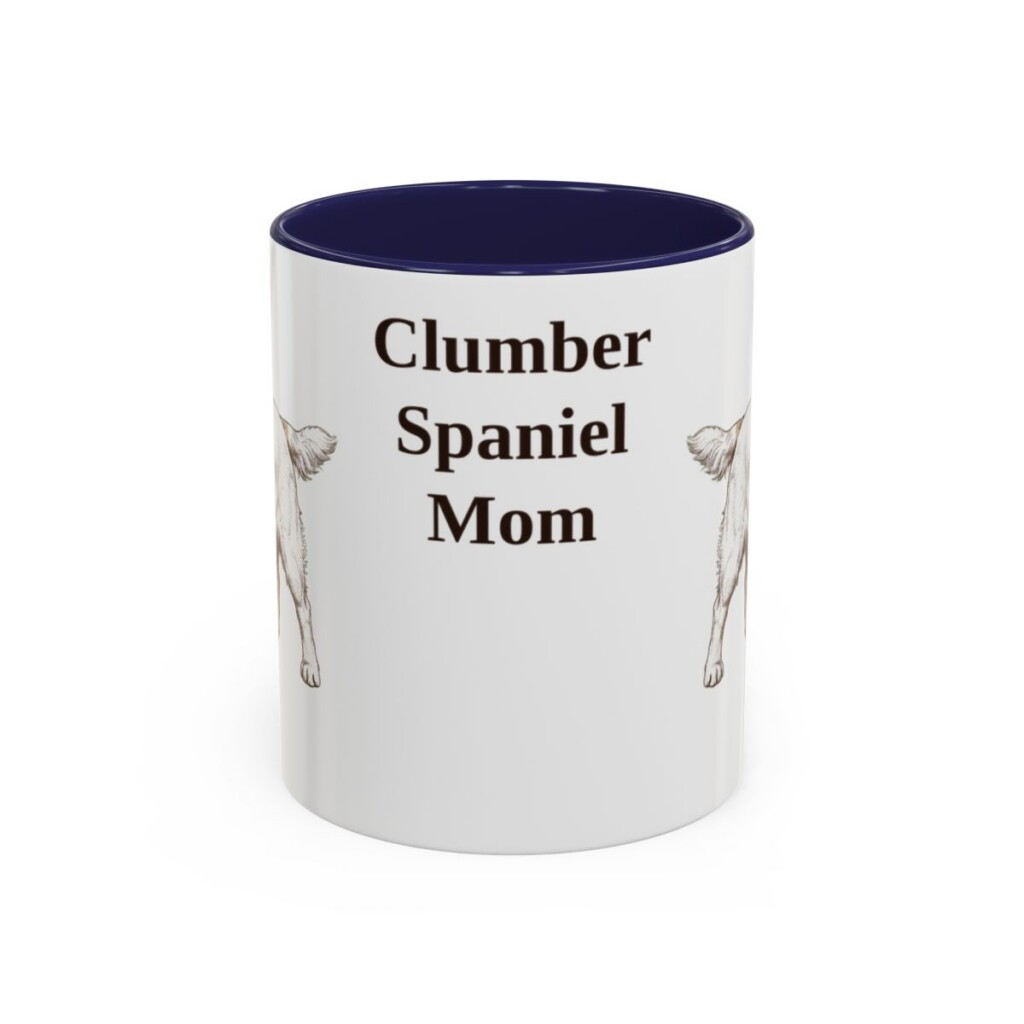 11oz Clumber Spaniel Dog Mom Mug, Navy, front view