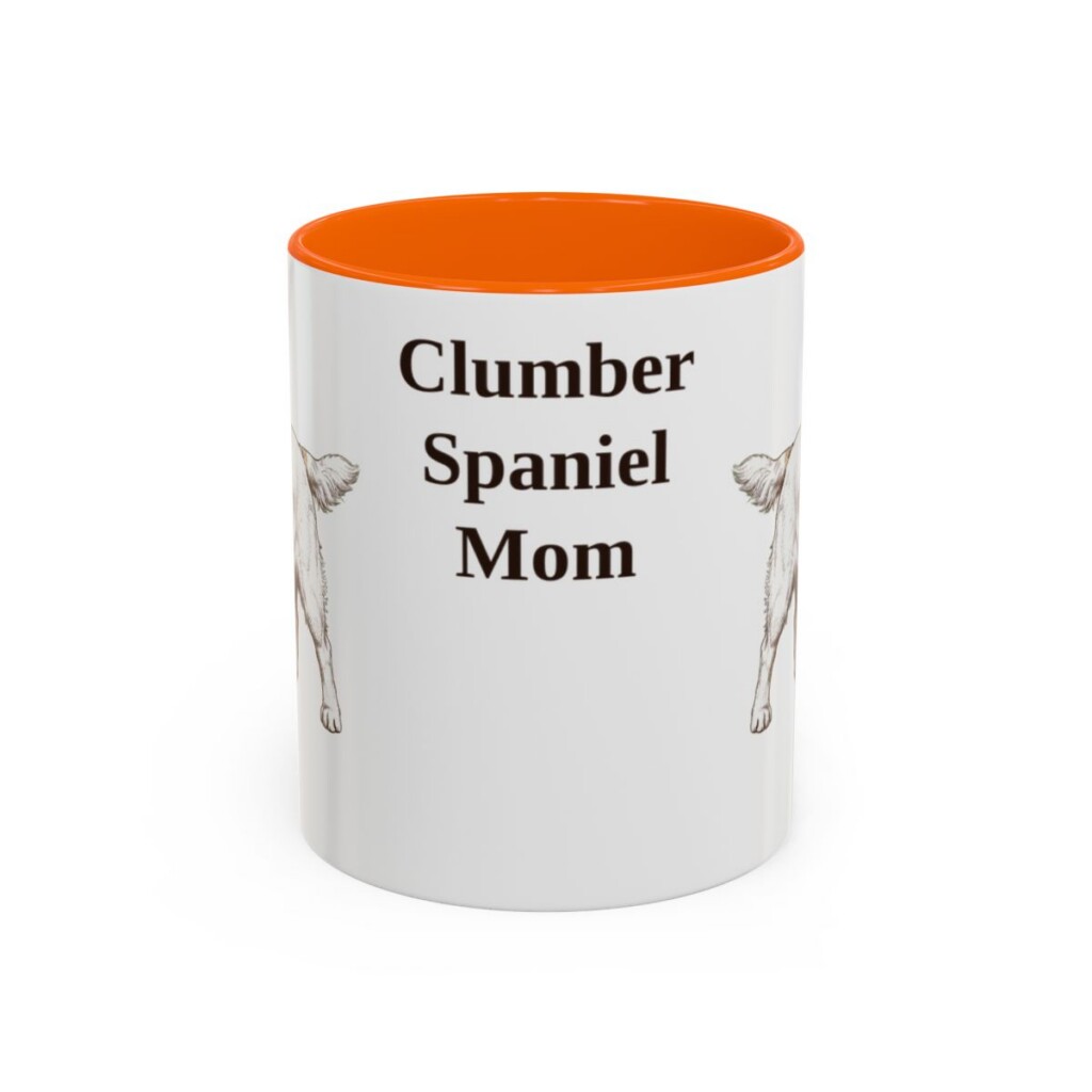 11oz Clumber Spaniel Dog Mom Mug, Orange, front view