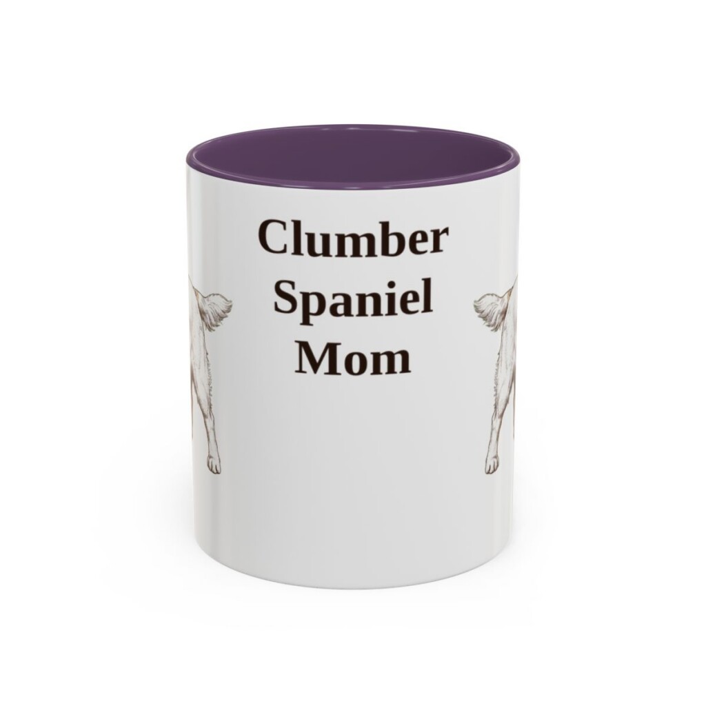 11oz Clumber Spaniel Dog Mom Mug, Purple, front view