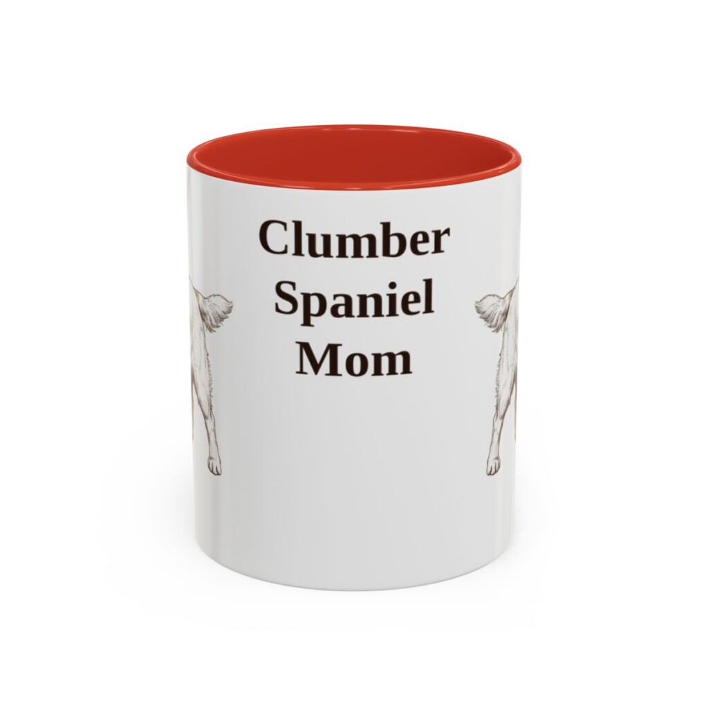 11oz Clumber Spaniel Dog Mom Mug, Red, front view